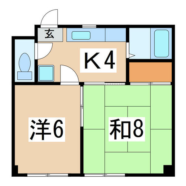 上町マンション 305｜福島県会津若松市上町(賃貸マンション2K・3階・37.26㎡)の写真 その2