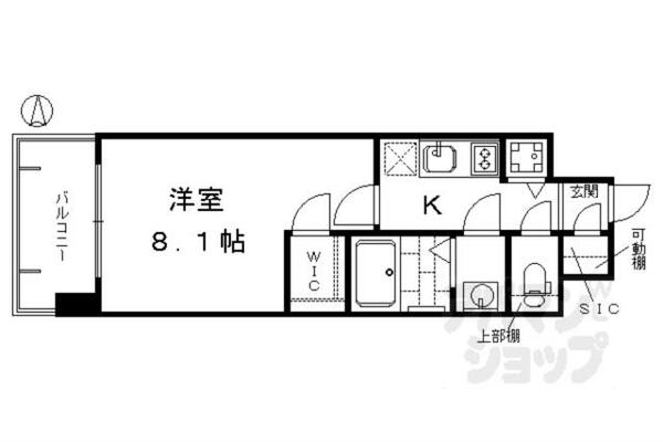 京都府京都市下京区梅小路高畑町(賃貸マンション1K・2階・26.10㎡)の写真 その2