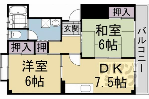 フルクサス丹波橋 201｜京都府京都市伏見区丹波橋町(賃貸マンション2DK・2階・59.30㎡)の写真 その2