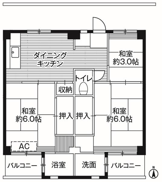 ビレッジハウス鎌倉７号棟 0303｜神奈川県鎌倉市手広５丁目(賃貸マンション3DK・3階・49.20㎡)の写真 その2