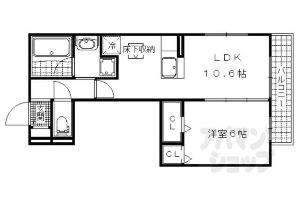 京都府京都市伏見区羽束師菱川町(賃貸アパート1LDK・1階・42.40㎡)の写真 その2