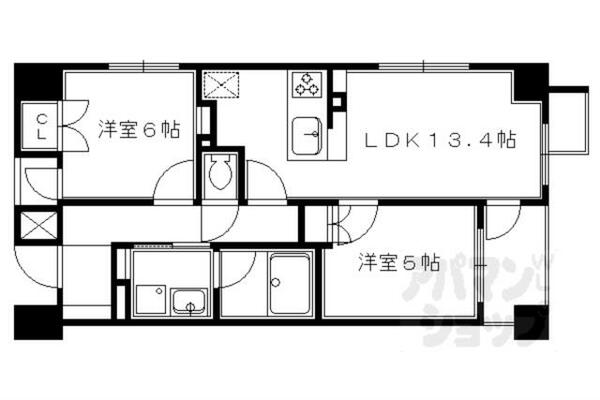 京都府京都市中京区衣棚通御池下る長浜町(賃貸マンション2LDK・3階・56.84㎡)の写真 その2