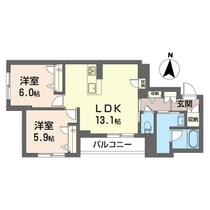 ベルフルール 00201 ｜ 東京都立川市錦町５丁目（賃貸マンション2LDK・2階・59.67㎡） その2