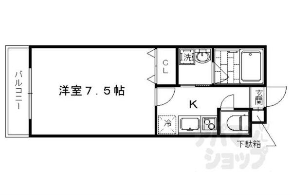 京都府京都市右京区西京極葛野町(賃貸マンション1K・2階・24.32㎡)の写真 その2