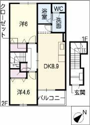 クレストヒルズ 202｜愛知県名古屋市緑区大高町字伊賀殿(賃貸アパート2DK・2階・51.67㎡)の写真 その2