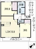 クロノス長久Ａ  ｜ 愛知県大府市柊山町７丁目（賃貸アパート2LDK・1階・60.40㎡） その2