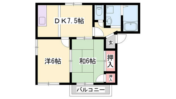 リヴァティ辻井 102｜兵庫県姫路市辻井５丁目(賃貸アパート2DK・1階・43.47㎡)の写真 その2