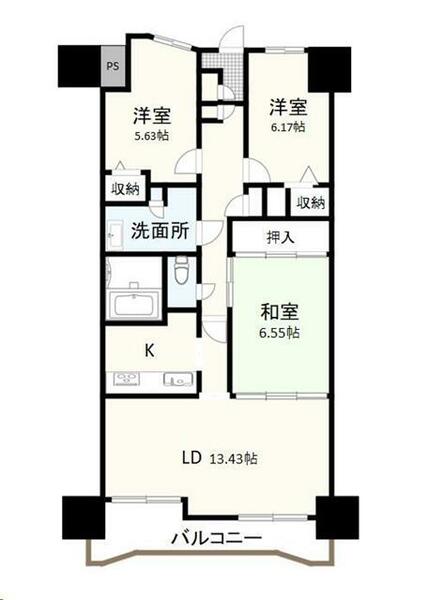 トーカンマンション旭橋 909｜岩手県盛岡市大通３丁目(賃貸マンション3LDK・9階・79.83㎡)の写真 その2