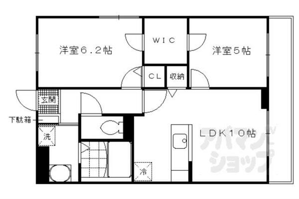 京都府京都市伏見区桃山町下野(賃貸アパート2LDK・1階・52.02㎡)の写真 その2