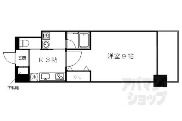 京都府京都市右京区太秦安井西沢町(賃貸マンション1K・2階・27.52㎡)の写真 その2