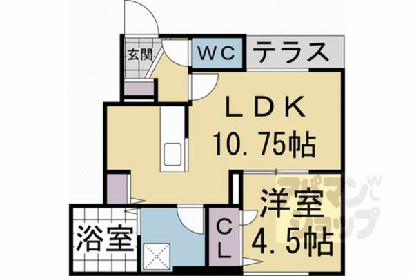 京都府京都市右京区太秦辻ケ本町(賃貸アパート1LDK・1階・40.82㎡)の写真 その2