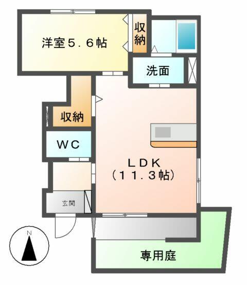 静岡県磐田市千手堂(賃貸アパート1LDK・1階・42.91㎡)の写真 その2