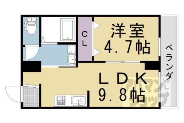 Ｐｒｅｖｉｏｕｓ　Ｆｉｅｌｄ　烏丸紫明 402｜京都府京都市北区小山下総町(賃貸マンション1LDK・4階・36.04㎡)の写真 その2