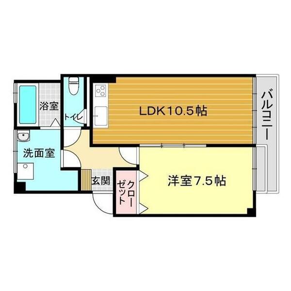 富任シーコーポラス 6-10｜山口県下関市安岡駅前２丁目(賃貸マンション1LDK・2階・44.94㎡)の写真 その2