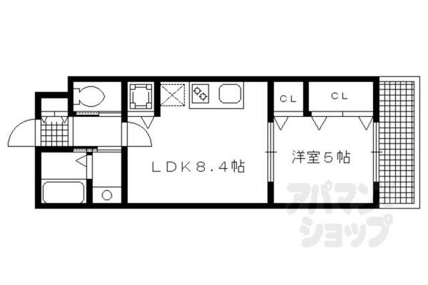 京都府京都市伏見区深草町通町(賃貸マンション1LDK・2階・30.72㎡)の写真 その2