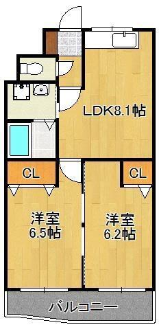 コートハウス大手町｜福岡県北九州市小倉北区木町１丁目(賃貸マンション2LDK・8階・47.25㎡)の写真 その2