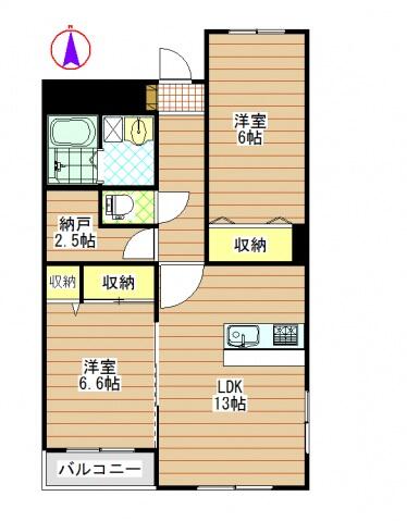 グランⅡ｜群馬県高崎市新保町(賃貸マンション2SLDK・2階・66.61㎡)の写真 その2