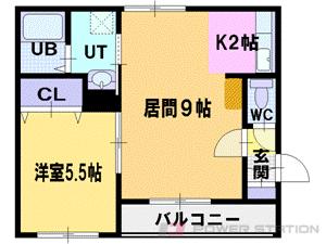 Ｎ３８コート｜北海道江別市野幌町(賃貸マンション1LDK・3階・38.00㎡)の写真 その2