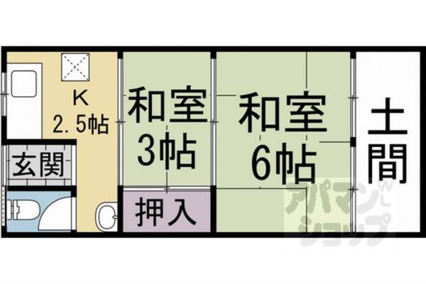 青山住宅第二アパート 4｜京都府京都市下京区西七条西八反田町(賃貸アパート2K・1階・26.00㎡)の写真 その2