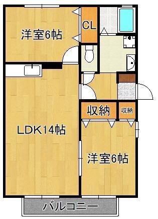 グランパルクＢ棟｜福岡県北九州市八幡西区北筑２丁目(賃貸アパート2LDK・2階・58.00㎡)の写真 その1