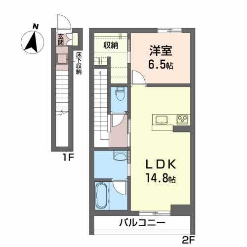 グランデＡ 202｜宮城県黒川郡大和町吉岡東２丁目(賃貸アパート1LDK・2階・62.73㎡)の写真 その2