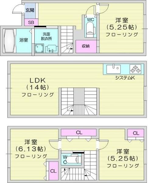 3LDK、1坪バス、エアコン、ロードヒーティング