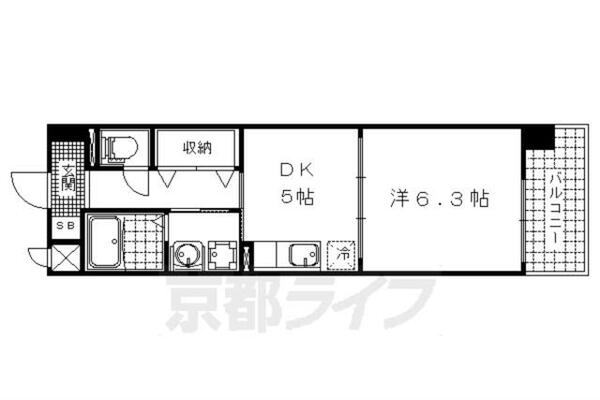 シカタ　シャンブレットⅠ 603｜京都府京都市山科区西野小柳町(賃貸マンション1DK・6階・32.32㎡)の写真 その2