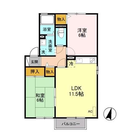 ラヴィーヌ　Ａ 201｜群馬県みどり市笠懸町阿左美(賃貸アパート2LDK・2階・53.76㎡)の写真 その2