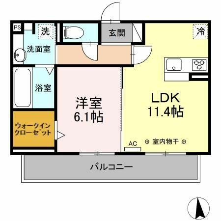 岐阜県岐阜市旦島中２丁目(賃貸アパート1LDK・2階・45.04㎡)の写真 その2