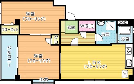 ナーセリー清水 201｜福岡県北九州市小倉北区清水３丁目(賃貸マンション2LDK・2階・49.35㎡)の写真 その2