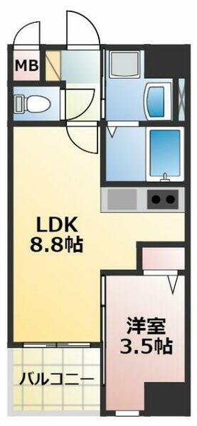 熊本県熊本市中央区米屋町２丁目(賃貸マンション1LDK・10階・30.12㎡)の写真 その2