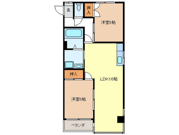 岐阜県岐阜市福光東２丁目(賃貸マンション2LDK・1階・61.94㎡)の写真 その2