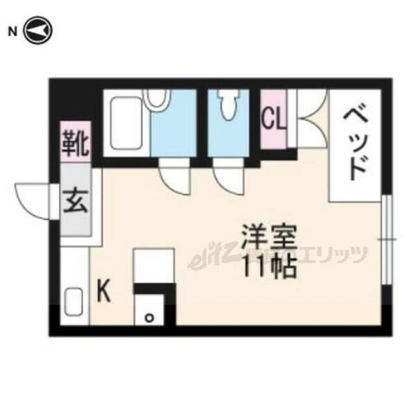 クレセント久津川 307｜京都府城陽市平川東垣外(賃貸マンション1K・3階・19.44㎡)の写真 その2