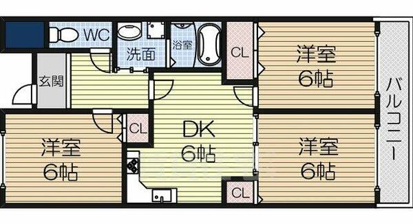 ウォーク羽衣 311｜大阪府高石市東羽衣３丁目(賃貸マンション3DK・3階・56.81㎡)の写真 その2