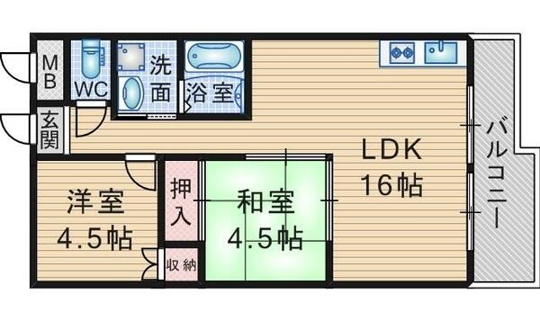 大阪府豊中市浜１丁目(賃貸マンション2LDK・3階・60.00㎡)の写真 その2