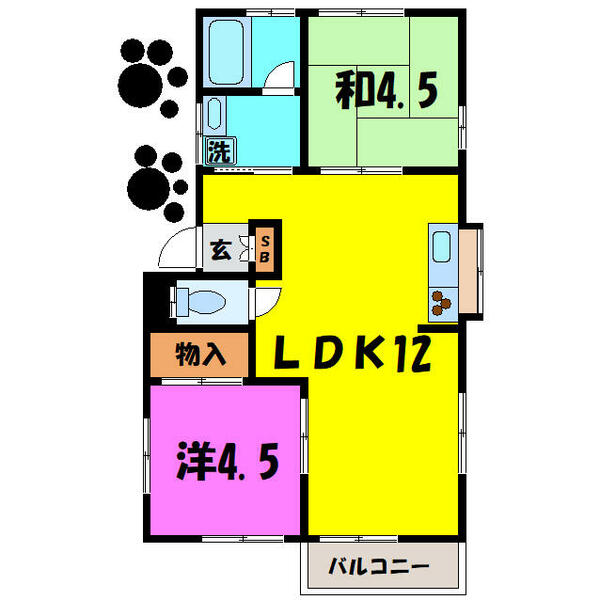 埼玉県熊谷市柿沼(賃貸アパート2LDK・2階・45.63㎡)の写真 その2