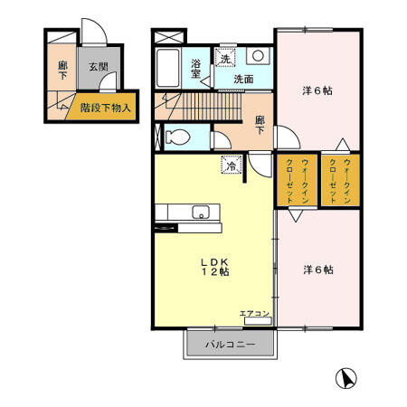 コアロード 202｜福島県いわき市常磐下湯長谷町道下(賃貸アパート2LDK・2階・60.73㎡)の写真 その2