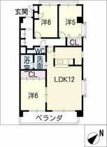 ガーデンコート元八事  ｜ 愛知県名古屋市天白区元八事５丁目（賃貸マンション3LDK・3階・75.76㎡） その2