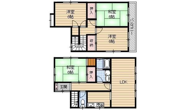 大阪府茨木市耳原１丁目(賃貸一戸建4LDK・--・86.12㎡)の写真 その2