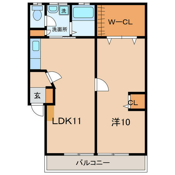 愛知県西尾市寄住町佃(賃貸アパート1LDK・2階・42.12㎡)の写真 その2