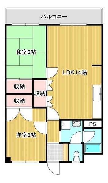 パープルハイツ安部 306｜大分県大分市田中町１丁目(賃貸マンション2LDK・3階・56.10㎡)の写真 その2