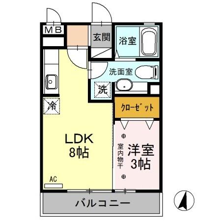 ルミエール 205｜栃木県宇都宮市駒生町(賃貸アパート1LDK・2階・29.25㎡)の写真 その2