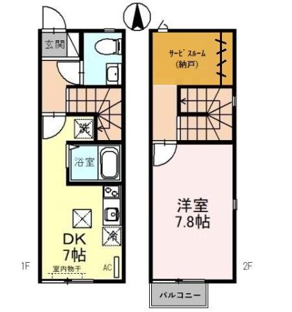 アートヒルズ　Ａ 101｜石川県小松市梯町(賃貸テラスハウス1DK・--・42.65㎡)の写真 その2