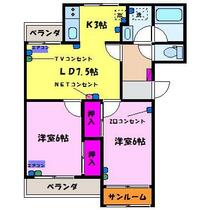 コーポラス中川  ｜ 富山県富山市中市２丁目（賃貸マンション2LDK・2階・52.68㎡） その2