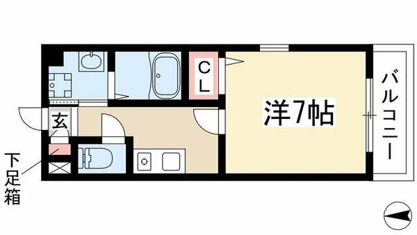 メリーコート 301｜愛知県名古屋市昭和区鶴舞３丁目(賃貸マンション1K・3階・24.32㎡)の写真 その2