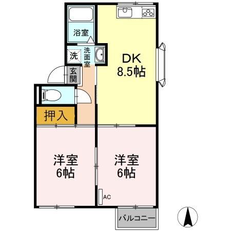 シャンポール喜多 105｜岐阜県多治見市喜多町６丁目(賃貸アパート2DK・1階・41.92㎡)の写真 その2