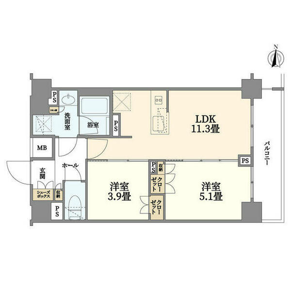 Ｊ．ＧＲＡＮ　Ｃｏｕｒｔ　品川西大井ＥＡＳＴ 508｜東京都品川区西大井２丁目(賃貸マンション2LDK・5階・48.10㎡)の写真 その2