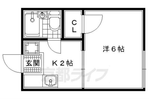 ハイツポーラニアＡ・Ｂ A202｜京都府京田辺市興戸御垣内(賃貸アパート1K・2階・19.00㎡)の写真 その2