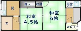 西川誠平屋  ｜ 大阪府八尾市弓削町２丁目（賃貸テラスハウス2K・--・40.00㎡） その2