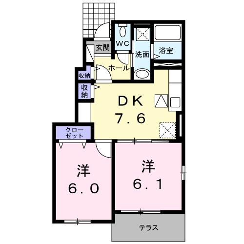 熊本県宇城市不知火町御領(賃貸アパート2DK・1階・45.89㎡)の写真 その2